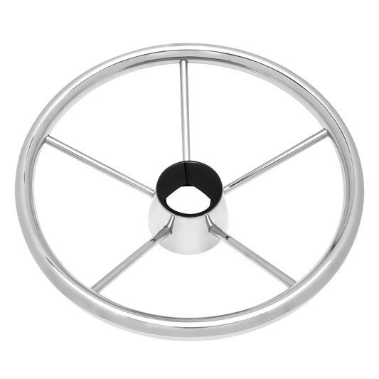 13.5'' Stainless Steel Marine Boat Steering Wheel, 5-Spoke Design with 25° Dish Angle