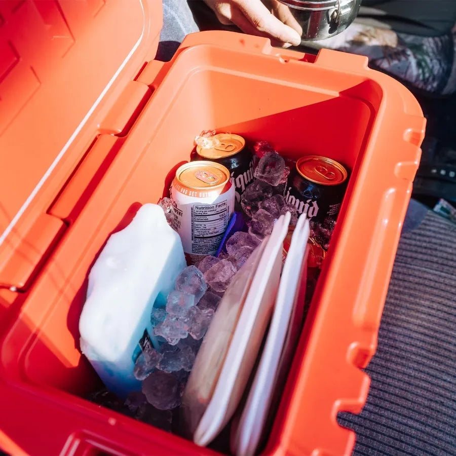 15Quart Hard Cooler with DoubleDuty Shoulder Strap for Outdoor Adventures Ice Retention Up to 5 Days Durable Rugged Design.