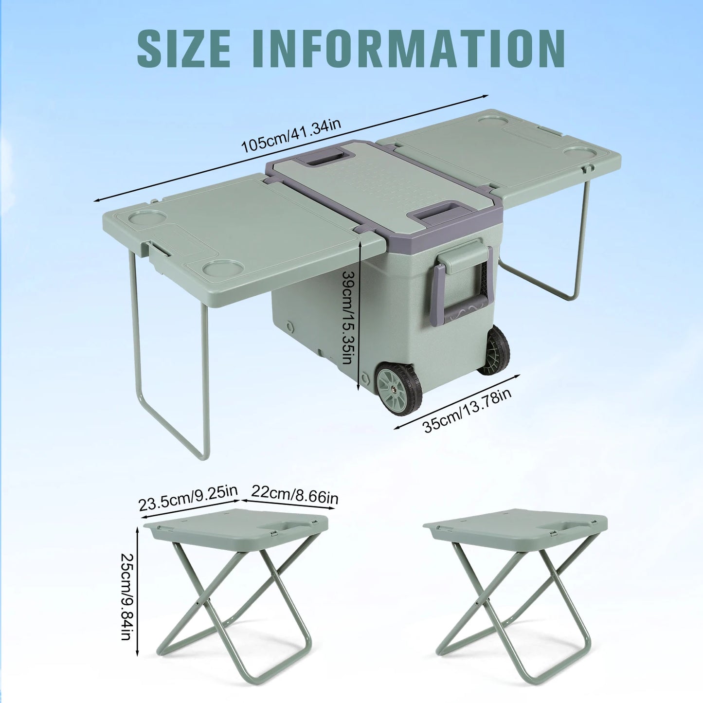 Insulated Portable Rolling Cooler with Wheels.