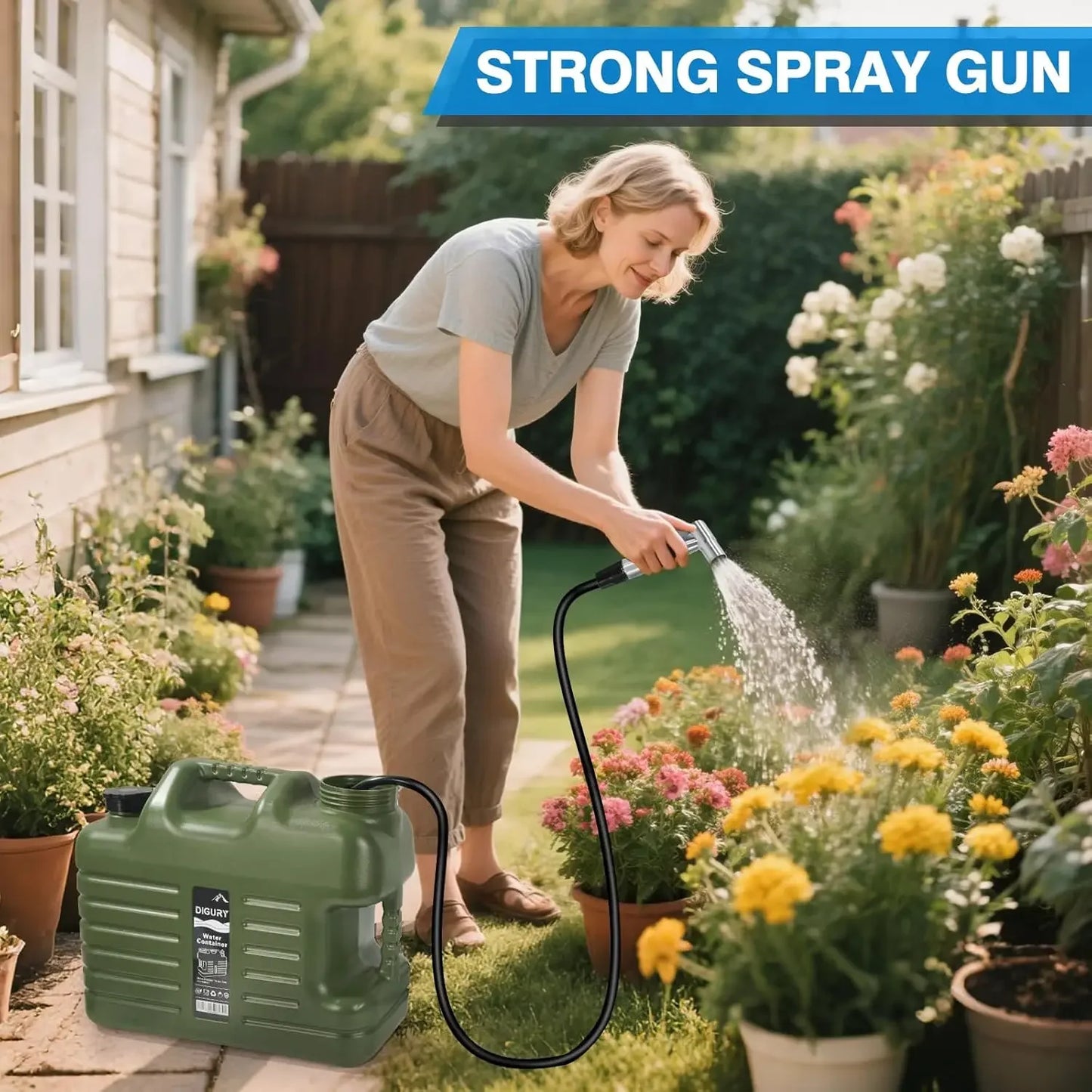 Portable Camping Shower with 5 Gallon Water Jug, 6000 mAh Rechargeable.