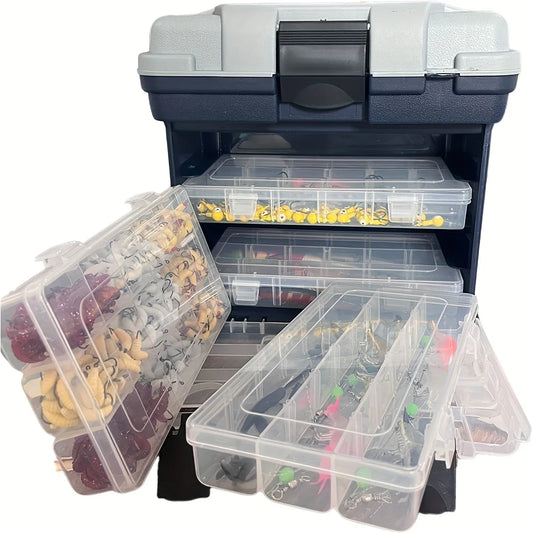 A portable four-layer tackle box.