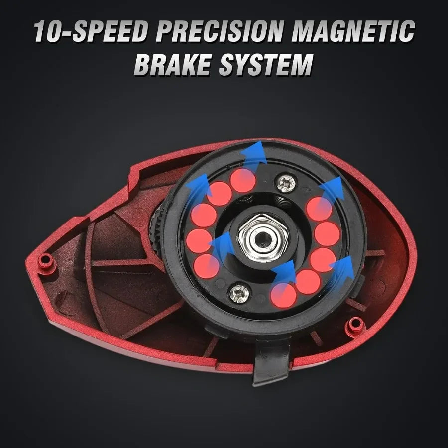 Baitcaster Reels with 6.4:1 Gear Ratio and 33 Lb Max Drag for Precision Casting in Freshwater and Saltwater.