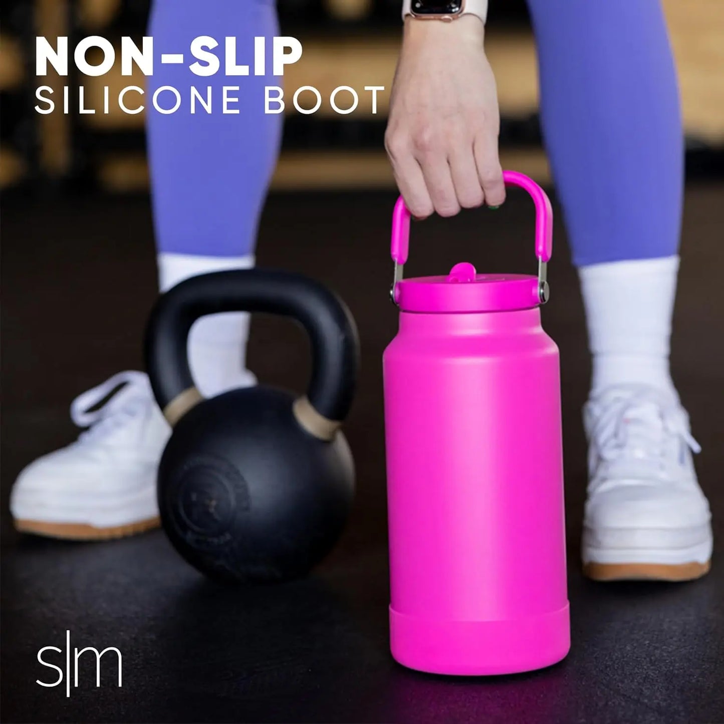 Insulated Stainless Steel Water Bottle with Interchangeable Lids, Handle & Boot, 64oz for Sports Camping Outdoors.