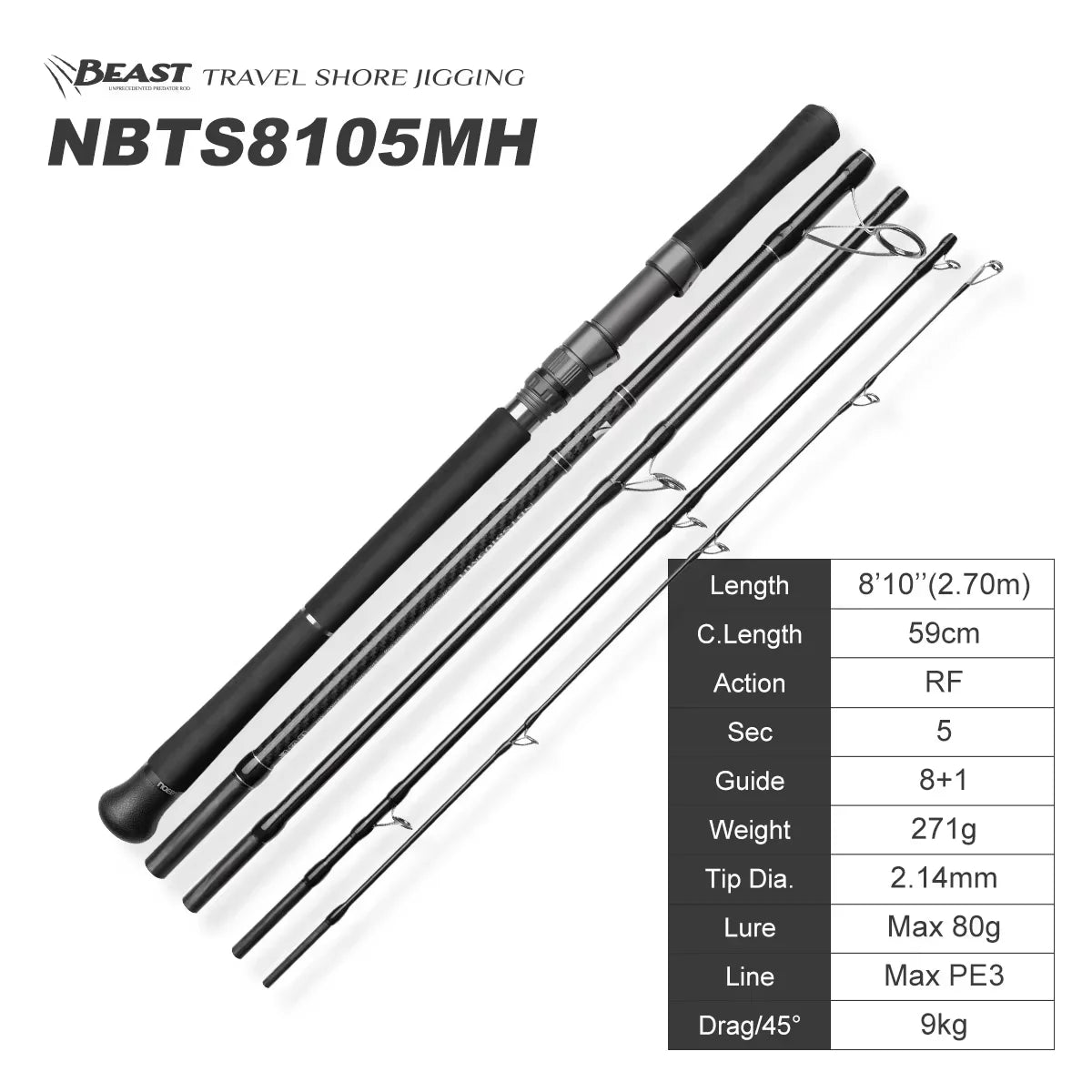 Noeby 5 sections Beast Travel Rod.