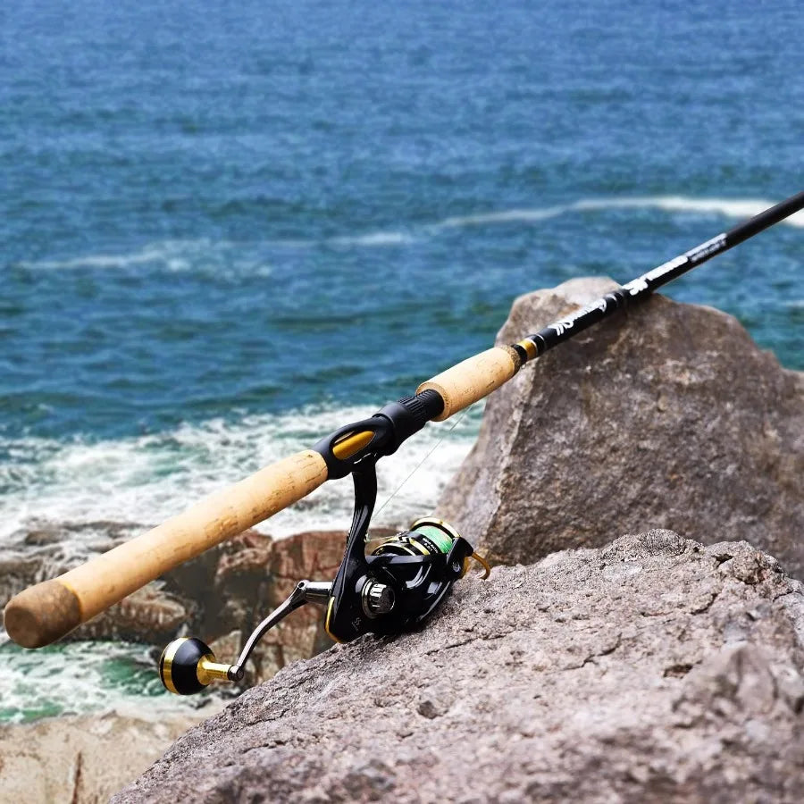 7' 2Piece Spinning Fishing Rod and Reel Combo with 4000 Size Reel Adjustable Handle Position for Right or Left Hand Use.