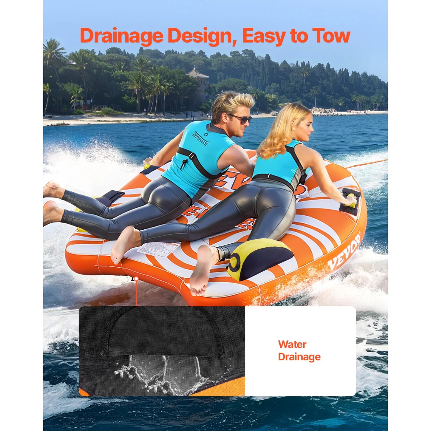 SucceBuy 1-2 Riders inflatable Towable Tubes for Boating.