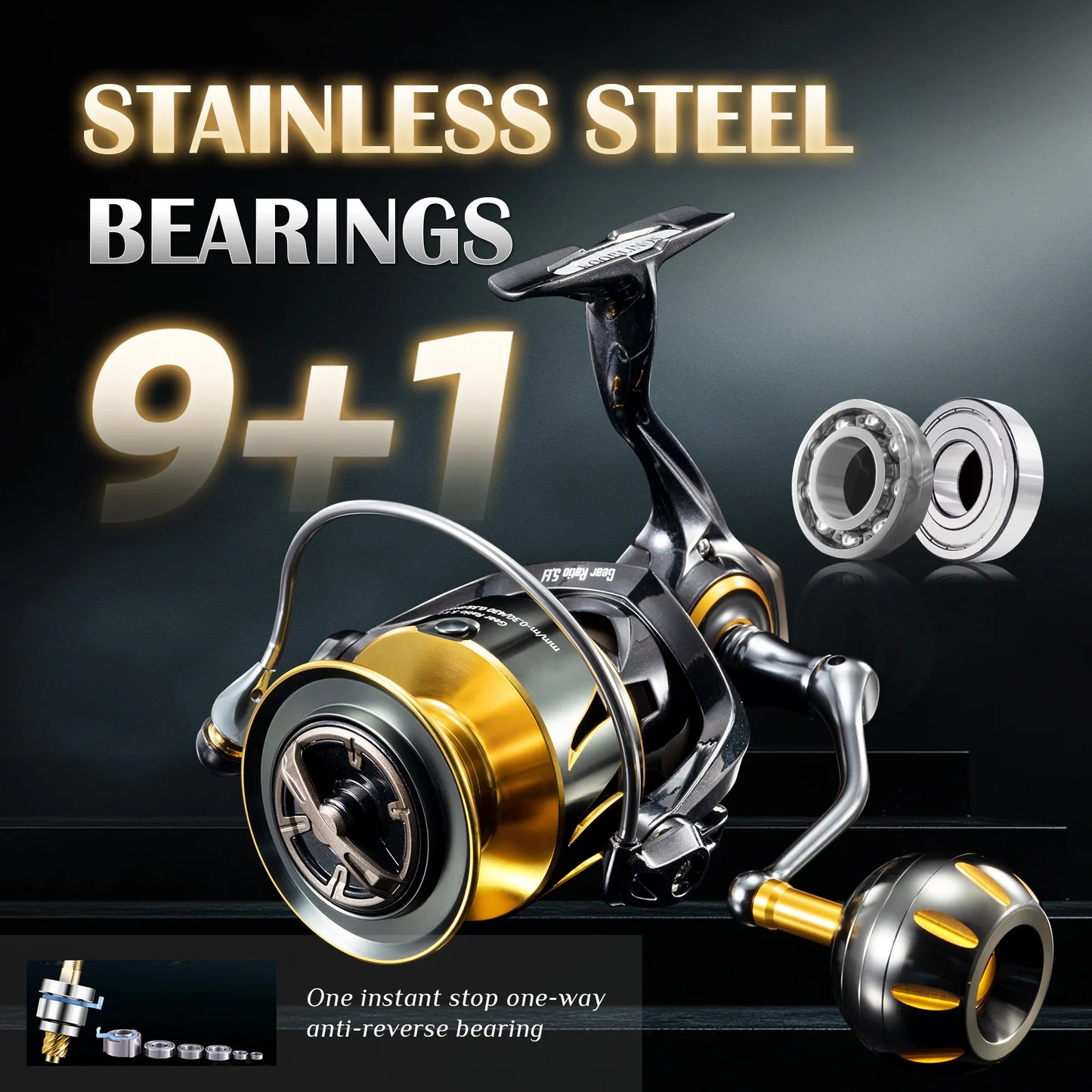 ROOBLINOS Spinning Reel Ultralight Saltwater Reel 9+1 BB.