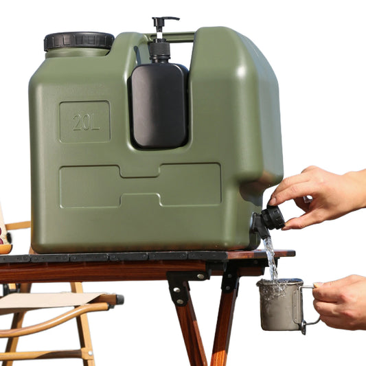 20L Camping Water Container Large Capacity Plastic Water Storage with Spigot & Hand Sanitizer Jar.