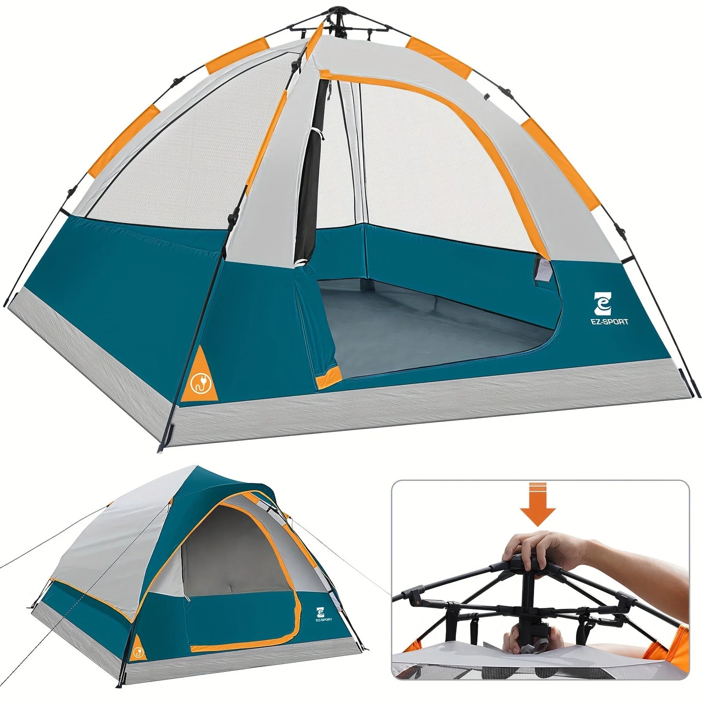 Pop Up Camping Tent - 4 Person Instant Easy Set Up Tent with Removable Rain Fly, Waterproof Windproof for Outdoor Camping.