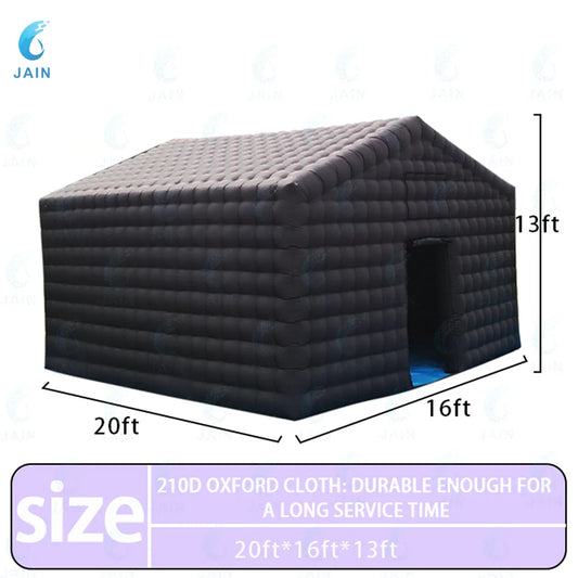 20FT Large Black Inflatable Nightclub Party Tent with Blower Inflatable Portable Disco Tent Air Tent for Weddings and birthdays.