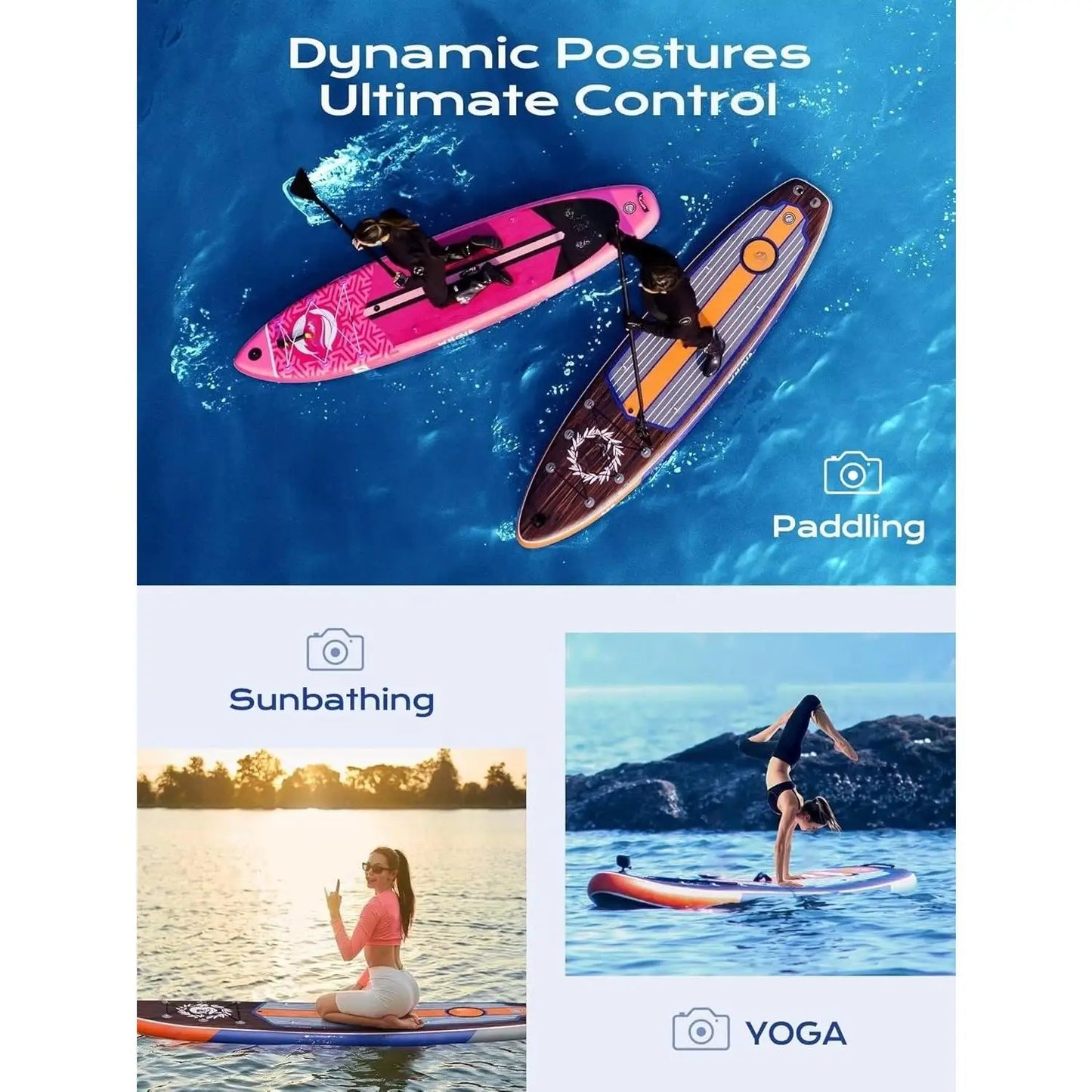 Extra Wide Inflatable Paddle Board, 11' x 34" x 6" Stand Up Paddle Board for Adults, SUP Accessories with Camera Mount.