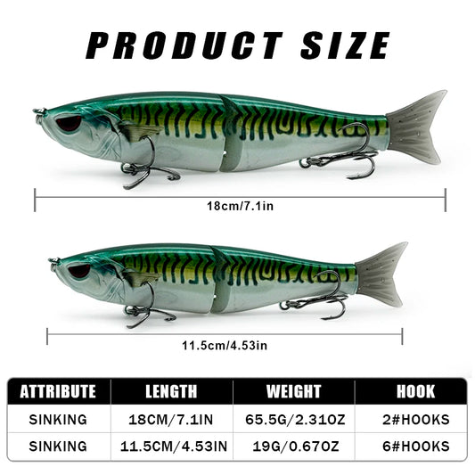 65.5g/19g Two Sizes of Bionic Multi-Section Lure.