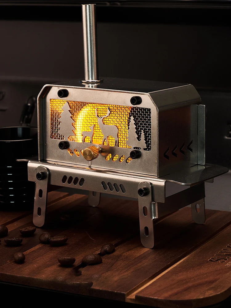 Outdoor Firewood Stove with Chimney Wood Burning Stove Stainless Steel Camping Wood Stove for Backpacking Fishing.