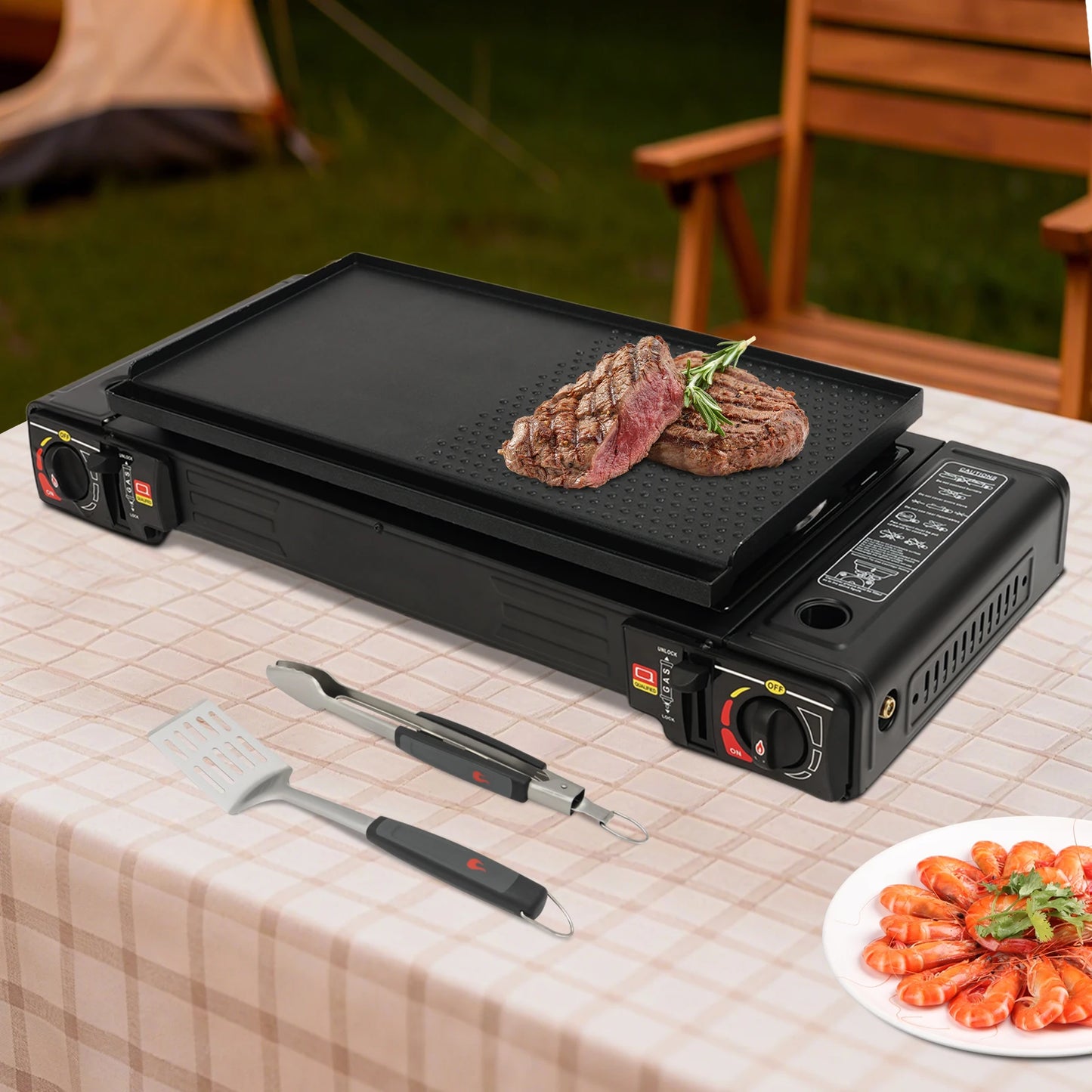 2-Burner Camping Stove Portable Gas Stove Kit.