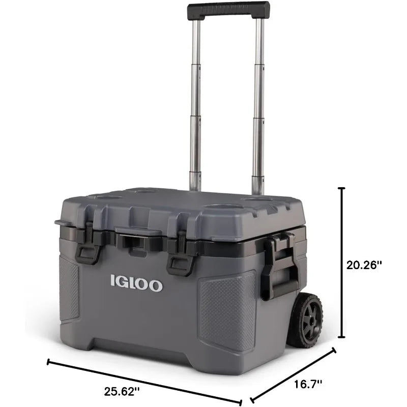 Igloo Trailmate 52Qt Wheeled Cooler, Insulated Hard Shell Ice Chest, Carbonite