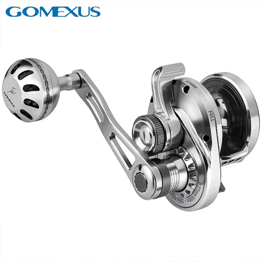 GOMEXUS Slow Pitch Jigging Reel LS20 CNC. All Aircraft Grade Aluminum Body Lever Drag Right Hand Conventional Reel.