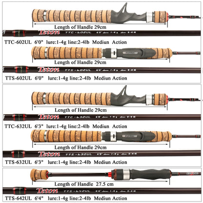 KUYING Teton UL Ultra-light Soft Fishing Rod 1.8m 1.9m 1.92m Lure Carbon Casting Spinning Cane Pole Medium Action.