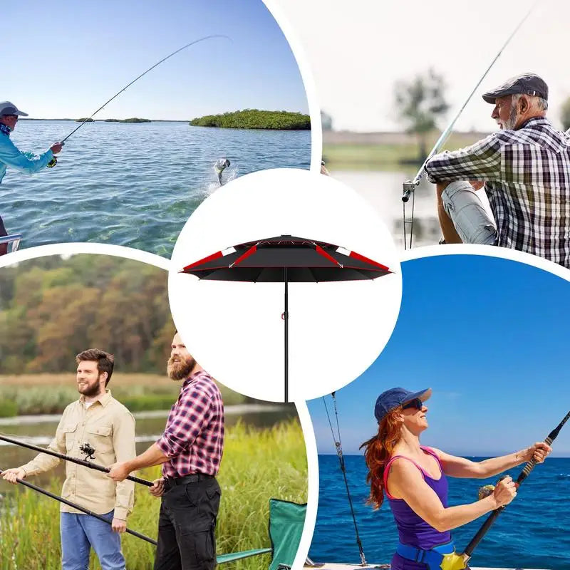 1.8m Fishing Sun Umbrella with 360-Degree Rotation Thickened Folding sun and snow protection Fishing Umbrella for Beach and camping