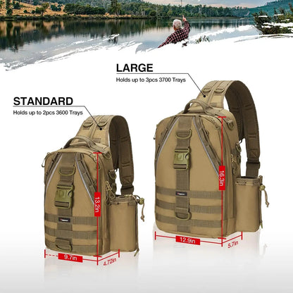 Piscifun Fishing Tackle Backpack with Rod & Gear Holder, Lightweight Outdoor Water-Resistant Fishing Shoulder Storage Bag.