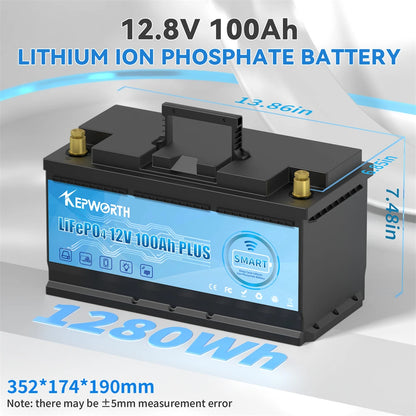 LiFePO4 Battery Pack With Upgraded BMS Lithium Power for Golf Cart, RV Campers, Off-Road and fishing,