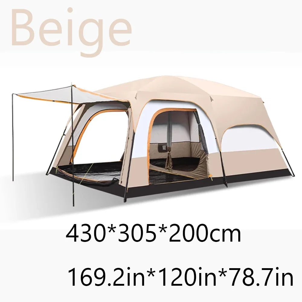 Large Family Tent 8-12 Person 2 Room Windproof with Sun Protection Mosquito Net, Instant Setup Outdoor Camping Tent for 4 Seasons.