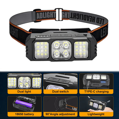 LED Headlamp Rechargeable Headlight Flashlight Head Lamp for Outdoor Hunting Hiking Camping Gear