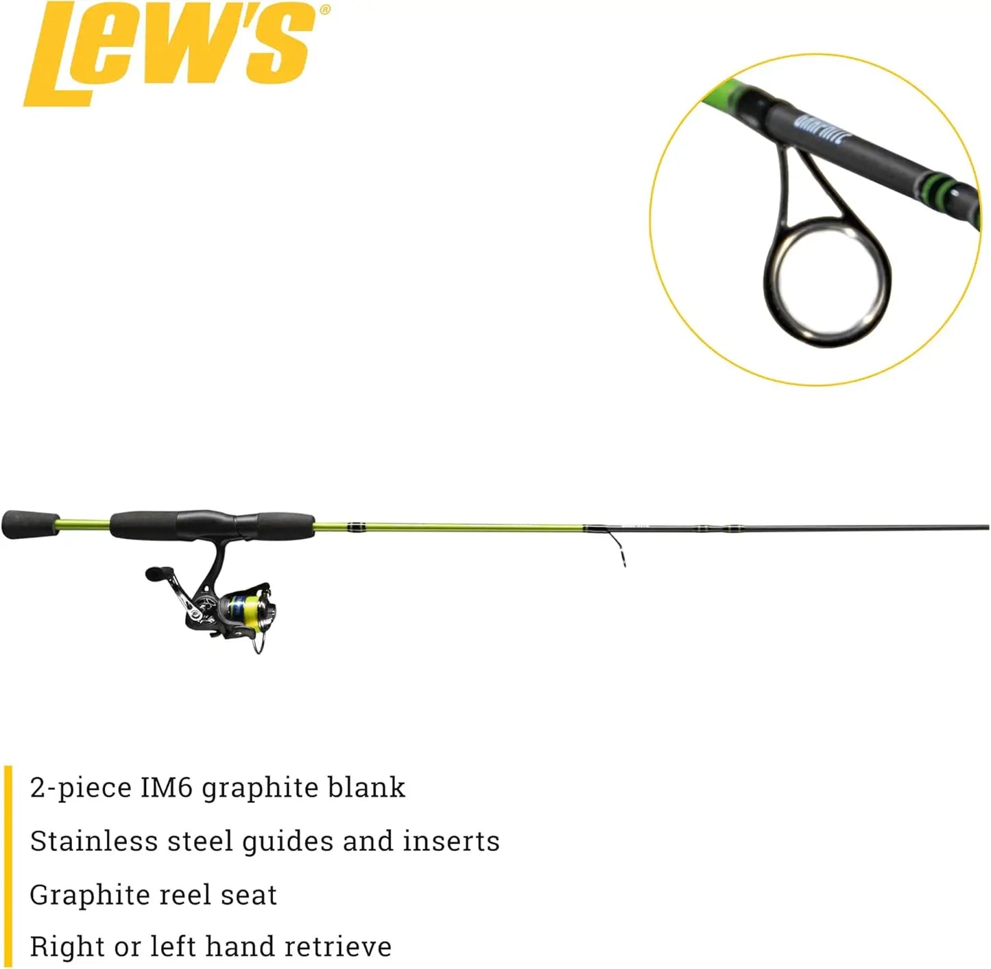 Crappie Thunder Spinning and Fishing Rod Combo, 2-Piece IM6 Graphite Blank, Right or Left-Hand