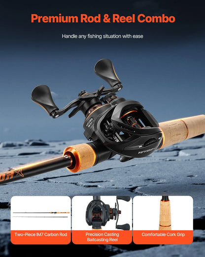 IM7 Carbon Fiber Baitcasting Rod and Reel Combo.