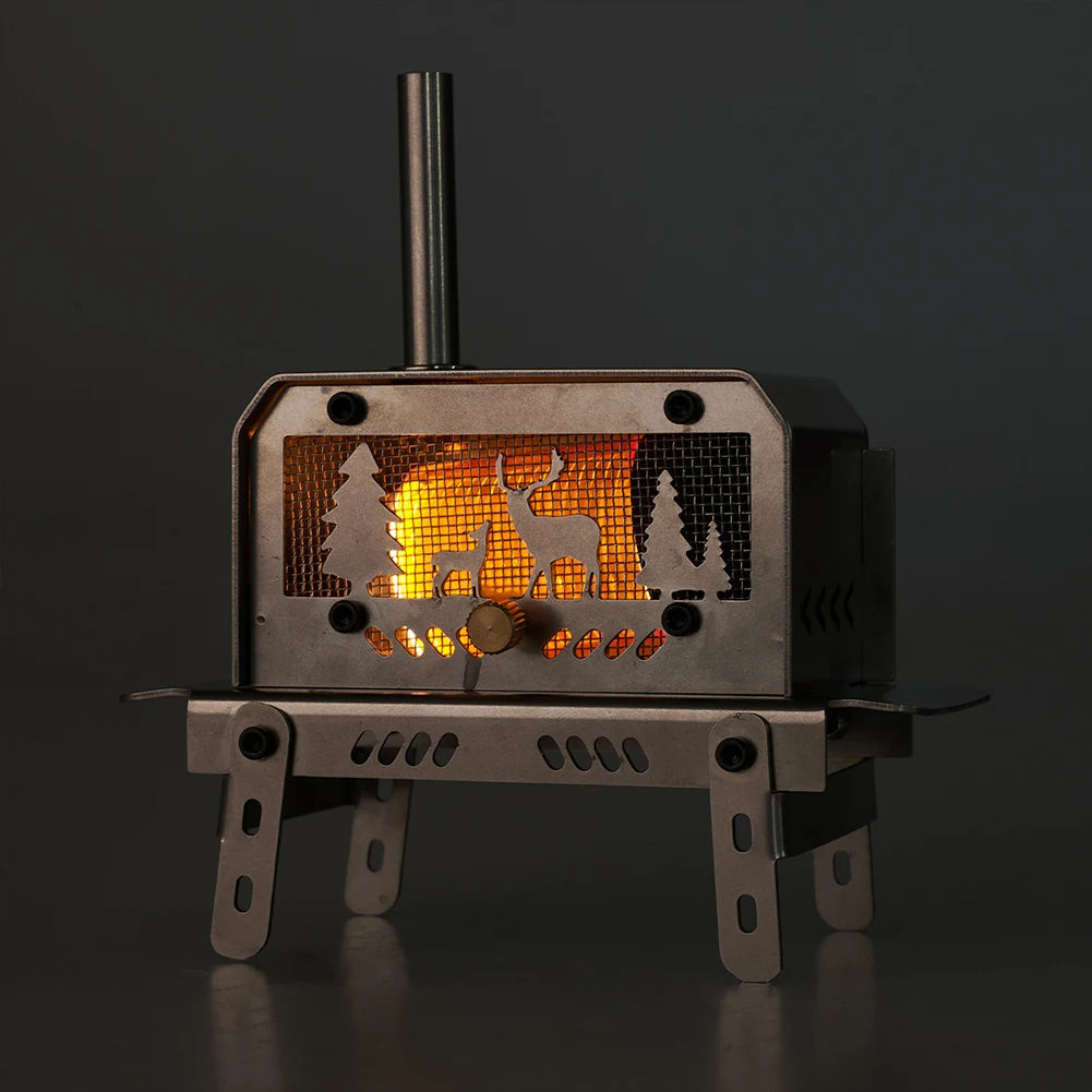 Outdoor Firewood Stove with Chimney Wood Burning Stove Stainless Steel Camping Wood Stove for Backpacking Fishing.