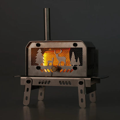 Outdoor Firewood Stove with Chimney Wood Burning Stove Stainless Steel Camping Wood Stove for Backpacking Fishing.