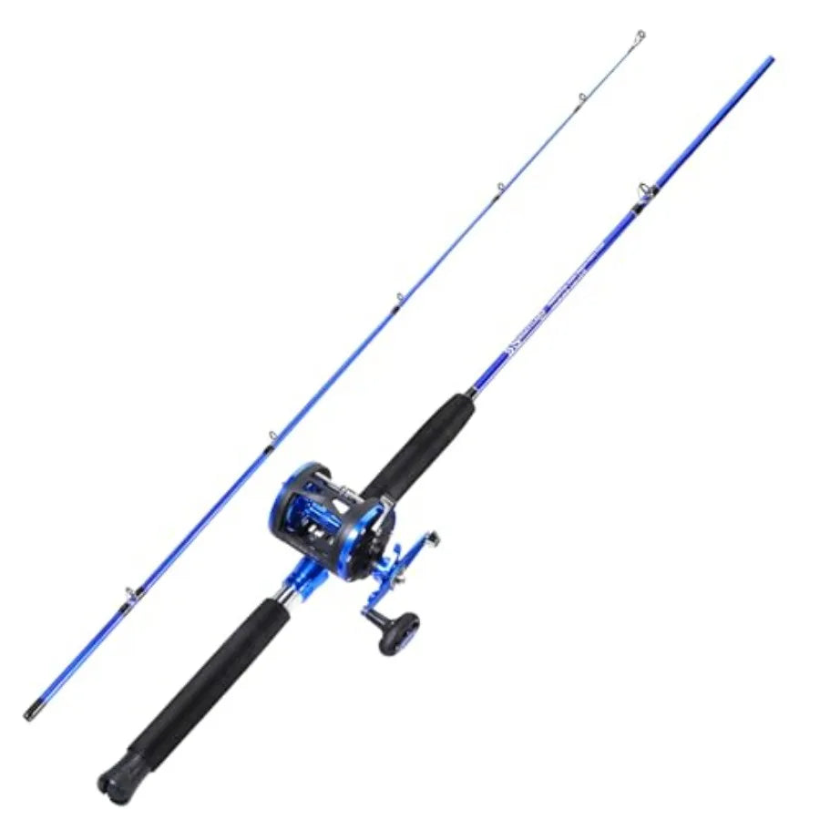2Piece Trolling Fishing Rod Combo with 3.8:1 Gear Ratio and 3+1 Bearings for Saltwater Fishing.