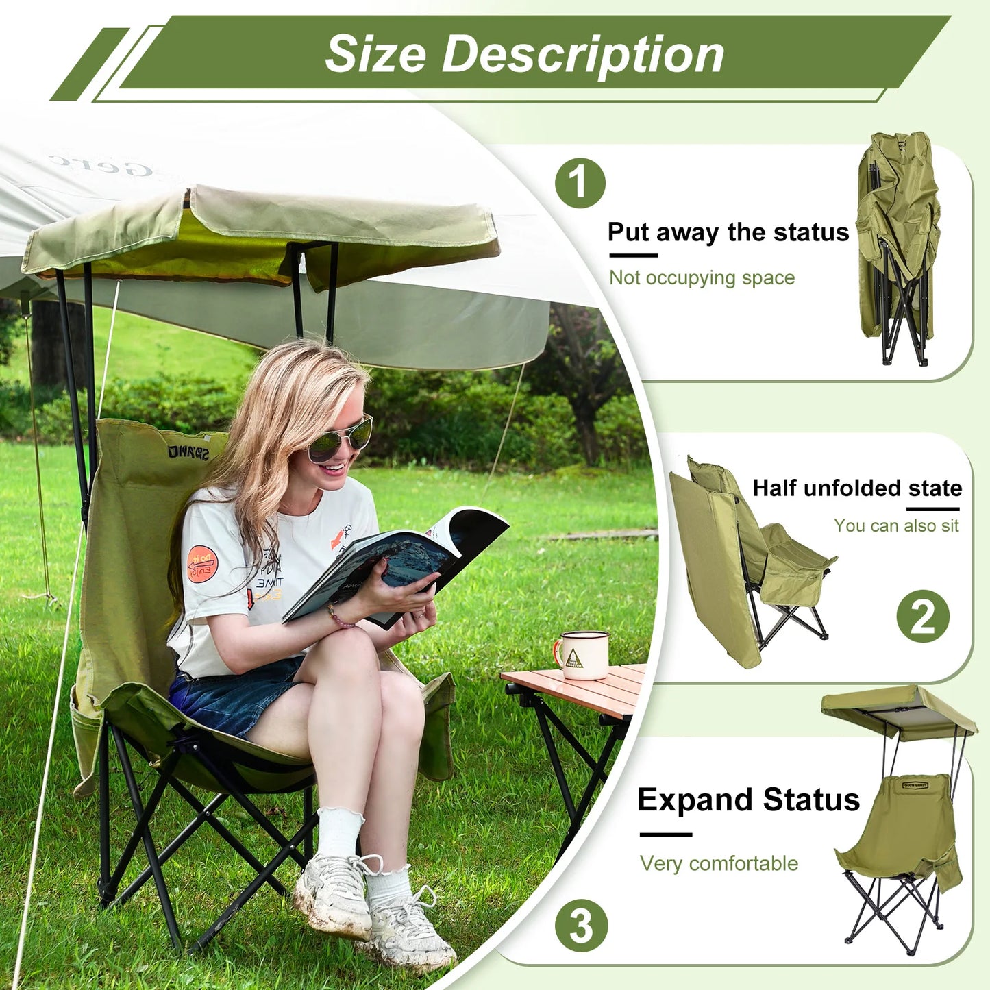 YOUNG WOOD Portable Camping Chair.