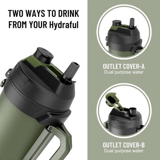 128oz Insulated Stainless Steel Sports Water Jug, Triple Wall Vacuum Keeps Cold 48 Hrs, Sweat Proof for Gym Hiking Camping.