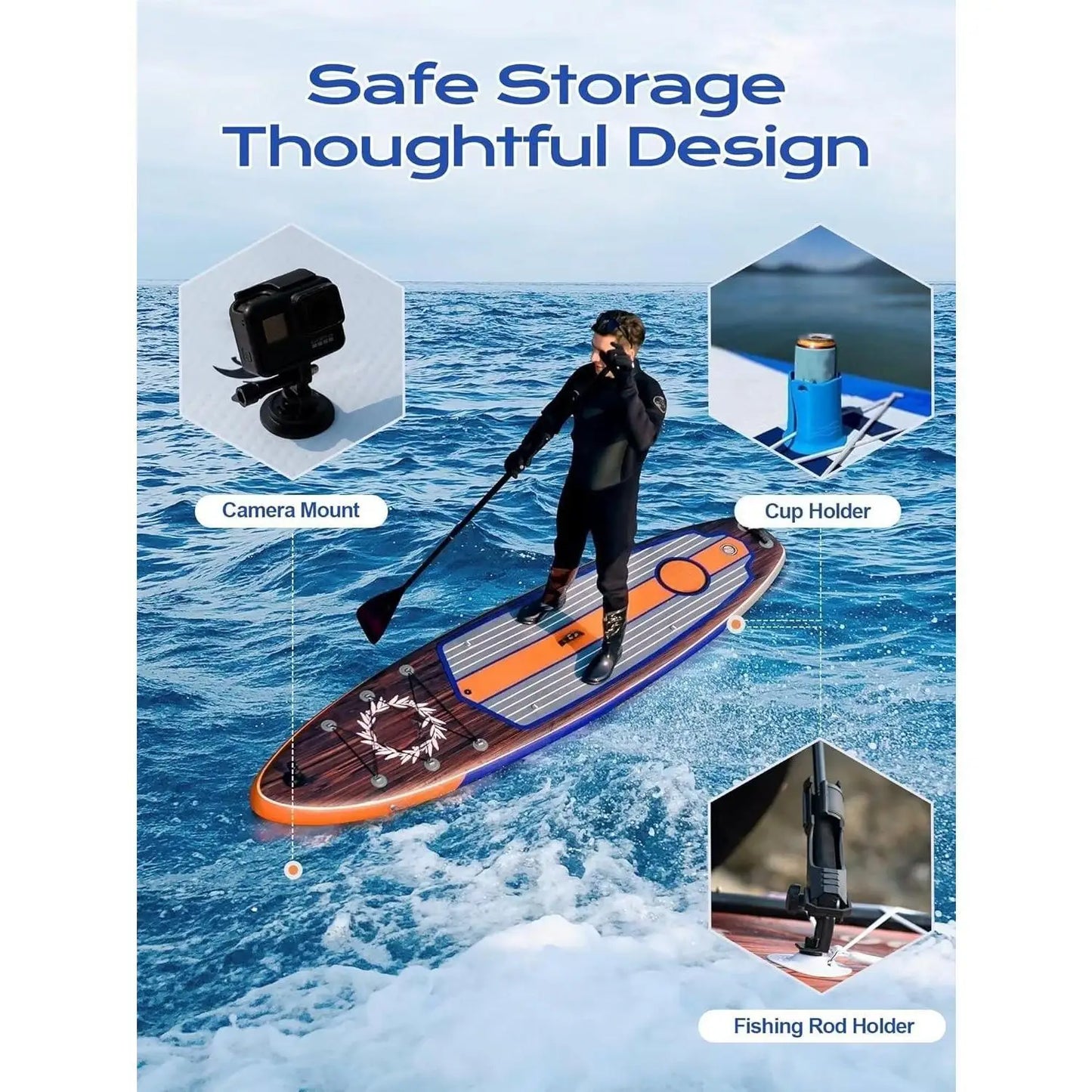 Extra Wide Inflatable Paddle Board, 11' x 34" x 6" Stand Up Paddle Board for Adults, SUP Accessories with Camera Mount.