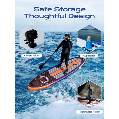 Extra Wide Inflatable Paddle Board, 11' x 34" x 6" Stand Up Paddle Board for Adults, SUP Accessories with Camera Mount.