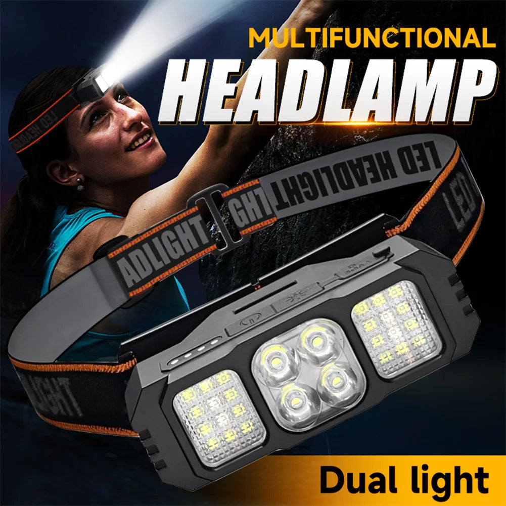 LED Headlamp Rechargeable Headlight Flashlight Head Lamp for Outdoor Hunting Hiking Camping Gear