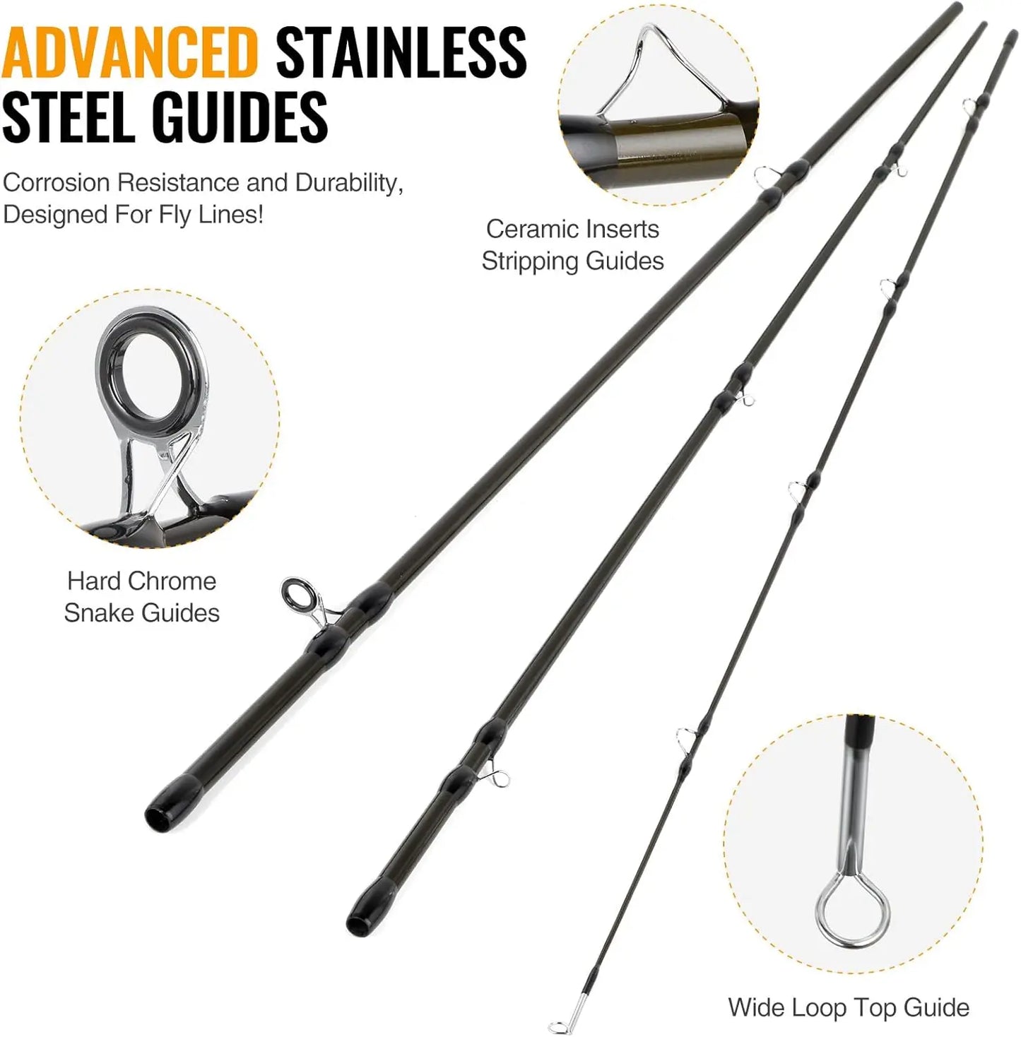 Complete Fly Fishing Starter Kit with 4-Piece Graphite Rod, Reel, Flies & Bag,