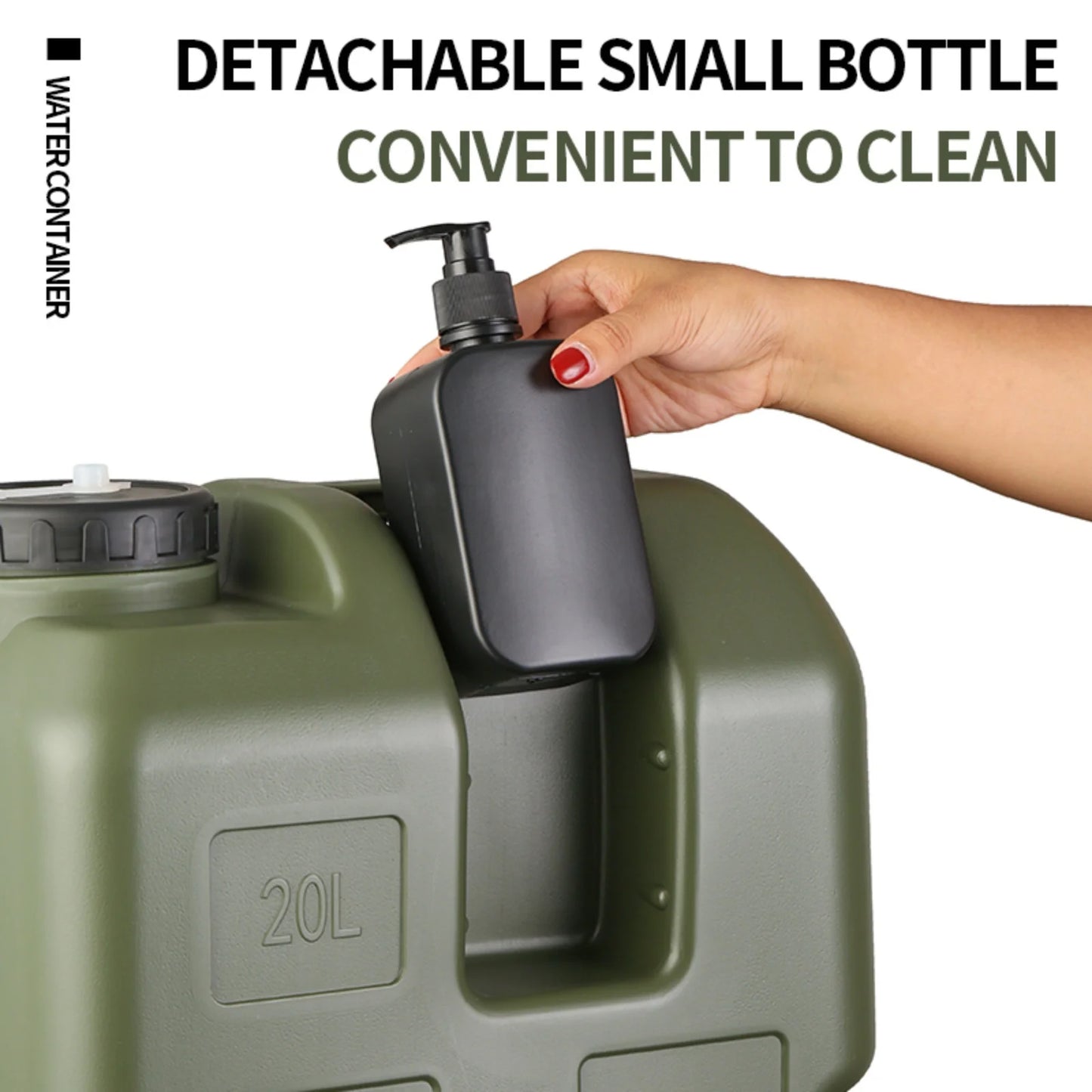 20L Camping Water Container Large Capacity Plastic Water Storage with Spigot & Hand Sanitizer Jar.