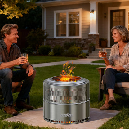 Wood Burning Firepit,Large Stainless Steel Smokeless Fire Pit with Carry Bag,