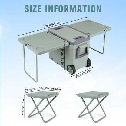 Insulated Portable Rolling Cooler with Wheels.