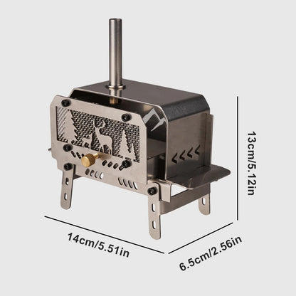 Outdoor Firewood Stove with Chimney Wood Burning Stove Stainless Steel Camping Wood Stove for Backpacking Fishing.