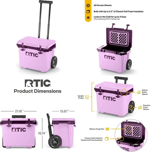 Ultra-Light Wheeled Cooler, Portable Insulated Ice Chest.