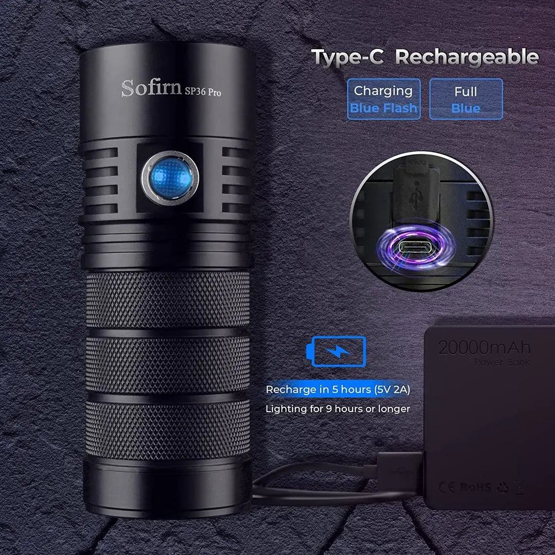 Sofirn SP36 Pro 8000lm Powerful LED Flashlight.