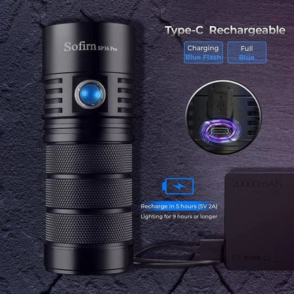 Sofirn SP36 Pro 8000lm Powerful LED Flashlight.