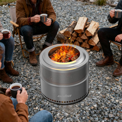 Wood Burning Firepit,Large Stainless Steel Smokeless Fire Pit with Carry Bag,