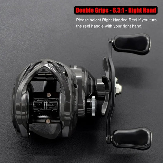 Carbon 300 Baitcasting Fishing Reel High Line Capacity Baitcaster Reels 6.3:1 Gear Ratio 10+1 Stainless Steel Ball Bearings.