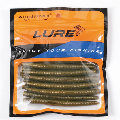 10pcs pack Silicone Worm Lure 10cm Artificial Bait Senko Slow Sinking Worm.