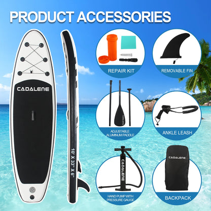 CADALENE Inflatable Stand Up Paddle Board with SUP Accessories, Anti-Slip EVA Deck 10' Inflatable Paddle Boards for Adults.