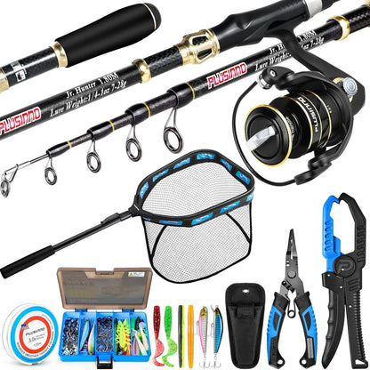 Complete Fishing Kit with Rod, Reel, Tackle Box, Lures, Accessories & Pliers - Ideal Gift for any fisher person.