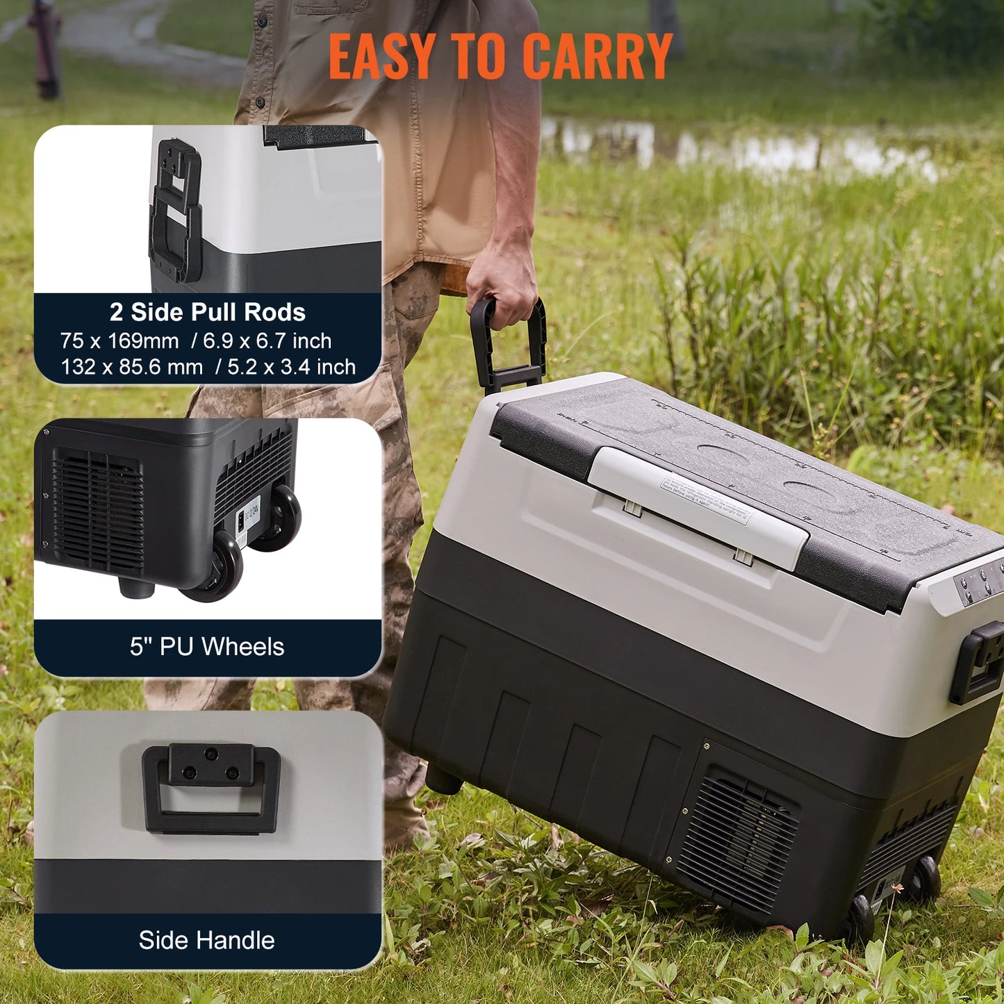 SucceBuy 35/45/55L Portable Electric Cooler Car Refrigerator with Wheels